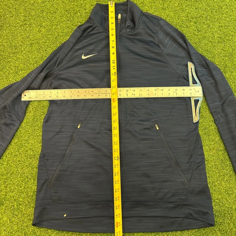 Nike Dri-FIT Mens XL Full Zip Training Jacket Navy Blue Heather Mock Neck Soccer